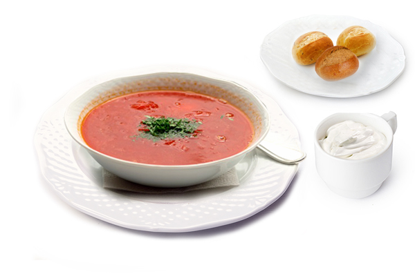 Borsch with garlic buns