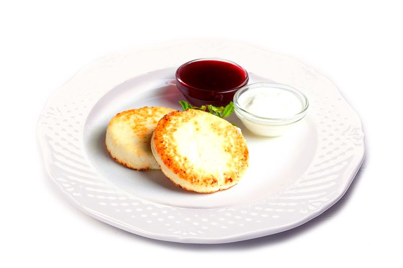 Cottage cheese pancakes fried with butter